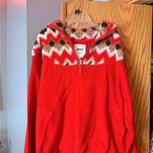 Aerie Red and Brown Chevron Turtleneck Sweater